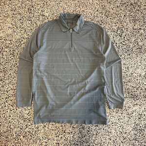 Nike Polo Shirt Mens XL Striped Quarter Zip Long Sleeve Embroidery Golf Green